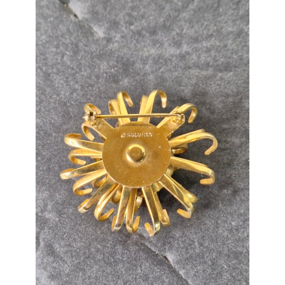 Vintage 1969 Signed Sarah Coventry  Mystic Blue Rivoli Floral Brooch & Earrings - Picture 8 of 16